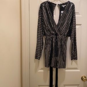 Fashion Nova Metallic Romper with Belt